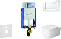 Geberit Kombifix - Fali WC modul nyomógombbal Sigma30, fehér/fényes króm + Duravit ME by Starck - WC és ülőkéje, perem nélküli, SoftClose 110.302. 00.5 NM5 (110.302.00.5 NM5)