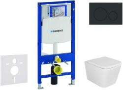 Geberit Duofix - Előfali szerelő készlet, Arkas I WC és softclose ülőke, Sigma20 vezérlőgomb, matt fekete/fekete SANI11CA5124 (SANI11CA5124)