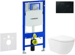 Geberit Duofix - Előfali szerelő készlet, Oudee Vortex WC és softclose ülőke, Sigma01 vezérlőgomb, fekete SANI11CA5145 (SANI11CA5145)