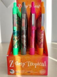Zebra Golyóstoll display, 0, 27 mm, nyomógombos, ZEBRA Z-Grip Tropical, kék, 4 különböző minta