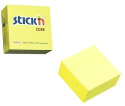STICK N Öntapadó kockatömb, 76x76mm, 400 lap, STICK N, neonsárga