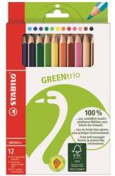 STABILO Színes ceruza készlet, háromszögletű, vastag, STABILO GreenTrio, 12 különböző szín