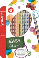 STABILO Színes ceruza készlet, háromszögletű, jobbkezes, STABILO EasyColours, 12 különböző szín