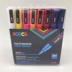 uni Dekormarker készlet, 0, 9-1, 3 mm, UNI Posca PC-3M, 16 különböző szín