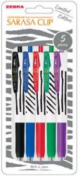 Zebra Zseléstoll készlet, 0, 33 mm, nyomógombos, csíkos test, ZEBRA Sarasa Clip, 5 különböző szín