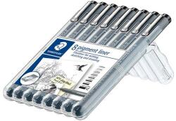STAEDTLER Tusfilc készlet, 8 különböző vonalvastagság, STAEDTLER Pigment liner 308, fekete
