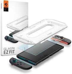 Spigen AGL09111 Nintendo Switch Spigen edzett üveg képernyővédő fólia, felhelyezést segítő kerettel, 2 db-os csomag, átlátszó (AGL09111)
