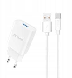 Dudao A4EU hálózati töltő Usb-a 2.1A fehér Usb-a kábel Usb-c (6976625331970)