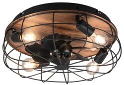 TRIO Trondheim fekete-natúr mennyezeti ventilátoros lámpa (TRI-R61105032) E27 4 izzós IP20 (R61105032)