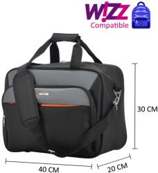 BONTOUR AIR Wizzair kabintáska 40 x 30 x 20 cm utazótáska fekete (2110-Black)