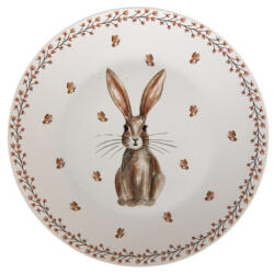 Clayre & Eef Porcelán lapostányér 26cm nyuszis, Rustic Easter Bunny