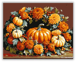  Őszi koszorú tökökkel - számfestő készlet