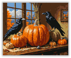  Hollók az őszi tökös asztalon - számfestő készlet