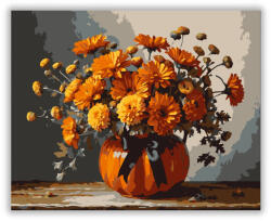  Őszi virágkompozíció tök vázában - számfestő készlet