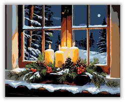  Gyertyafényes Téli Ablakvarázs - számfestő készlet