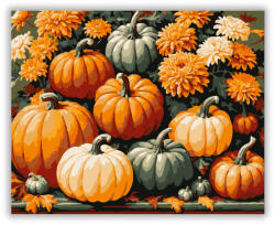  Színes őszi tökök és krizantémok - számfestő készlet