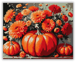  Narancssárga krizantémok és tökök - számfestő készlet