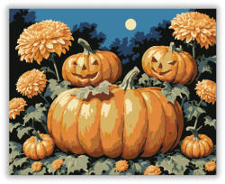  Vidám töklámpások krizantémok között - számfestő készlet