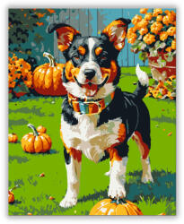  Vidám kiskutya tökökkel - számfestő készlet