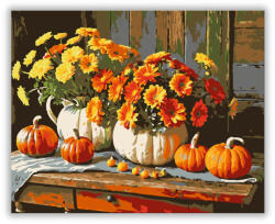  Őszi virágcsendélet tökökkel - számfestő készlet
