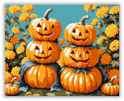  Mosolygós töklámpások virágok között - számfestő készlet