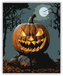  Rémisztő töklámpás a kísérteties erdőben - számfestő készlet