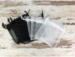  Organza tasak fekete-fehér 12db/cs - csinaldmagadshop