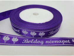  Szatén szalag lila "Boldog Névnapot" 1, 5cm*23m - csinaldmagadshop