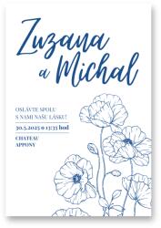 Personal Invitație de nuntă - Imprimeu albastru Selectați cantitatea: 31 buc - 60 buc