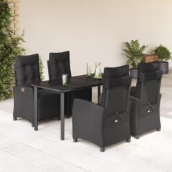 vidaXL Set mobilier de grădină cu perne, 5 piese, negru, poliratan (3212970)
