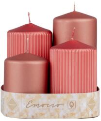Emocio Szett 4 Db Sima + Bordás Henger 65Mm, Fém Matt Bordó +Bronz Vegyesen, Gyertyák