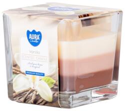 BISPOL Üveg Prizma 80X80 Mm ~32H Vanilla Háromszínű Illatgyertya