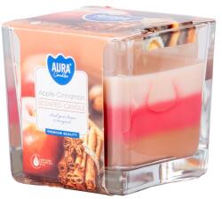 BISPOL Üveg Prizma 80X80 Mm ~32H Apple - Cinnamon Fruits Háromszínű Illatgyertya