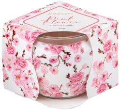 Emocio Üveg Dekor Rózsaszín Virág, Illatos Gyertya 70X62 Mm - gyertyakvilaga