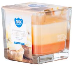 BISPOL Üveg Prizma 80X80 Mm ~32H Vanilla Cupcake Háromszínű Illatgyertya