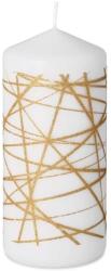 Gyertya 68X150 Mm Glitter Vonalak Arany, Fehér