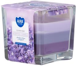 BISPOL Üveg Prizma 80X80 Mm ~32H Lavender Háromszínű Illatgyertya