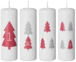  Henger Advent 4Db 40X120 Mm Karácsonyfa Szürke-Piros, Fehér Gyertya