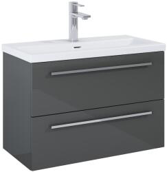 Roca Set mobilier baie (masca si lavoar cu doua sertare) Roca Kwadro Plus 80x38xH53 cm, antracit lucios (glossy anthracite grey) (A852476153)