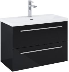 Roca Set mobilier baie (masca si lavoar cu doua sertare) Roca Kwadro Plus 80x38xH53 cm, negru lucios (A852476351)