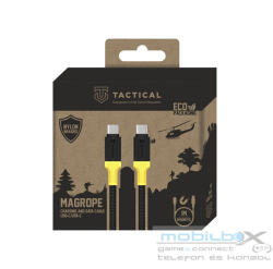  Tactical MagRope USB-C-USB-C adatkábel szövet bevonattal, 1m, fekete/sárga - mobil-box