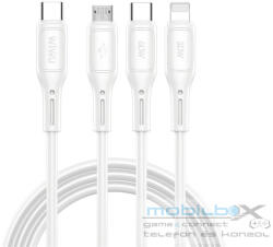 WIWU Wi-046E Starlink Series 3in1 USB-C USB-C / Lightning / microUSB kábel, 60W, 1m, fehér