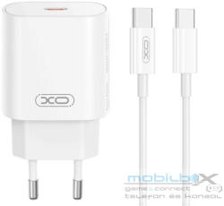 XO CE25 Fehér Hálózati Töltő szett PD25W 1*USB-C + USB-C / Lightning kábellel - mobil-box