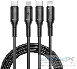 WIWU Wi-046E Starlink Series 3in1 USB-C USB-C / Lightning / microUSB kábel, 60W, 1m, fekete - mobil-box