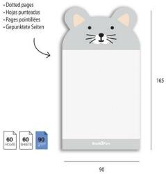 APLI Egérkés öntapadó jegyzettömb, 90×165 mm, 60 lap, APLI Back2Fun, szürke - oneclick
