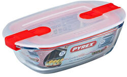 Pyrex 203228 Cook & Heat szögletes sütőtál, műanyag tetővel 17x10x5 cm 0, 4l