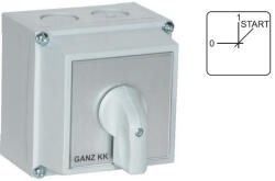 Ganz Ganz visszaálló motorkapcsoló, tokozott kézikapcsoló 20A, egy fázissal és segédfázissal egy forgásirányra IP65 (KKM0-20-0493) (3AC0493XB10S20)