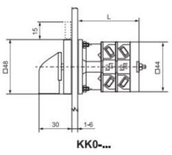 Ganz Egyedi lefejtési szám alapján, fogantyús kézikapcsoló 20A, IP44 KK0-20-6032 (1AC6032AA00M30)