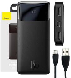 Baseus Bipow Powerbank 10000mAh, 15W (fekete) - kontaktor