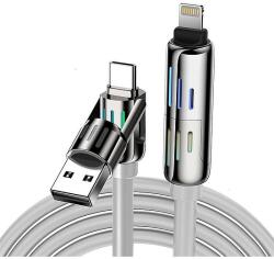 BlitzWolf BW-HDC6 4 az 1-ben USB-C/USB-A - USB-C/Lightning kábel, 1, 2m, 240W, RGB szürke (BW-HDC6 Grey)